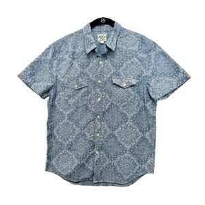 Lucky Brand Men's M Paisley Button Short Sleeve Western Cowboy Rodeo Roper